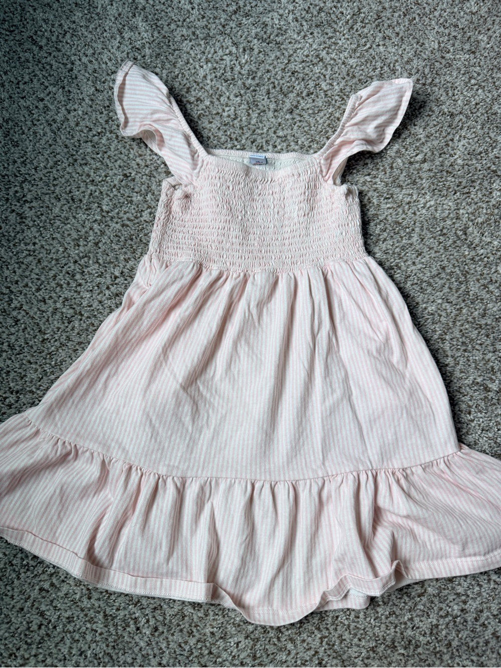 Girls' Pink Stripe Ruffle Sundress